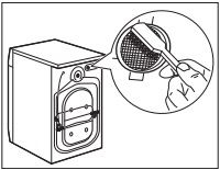 Sieb am Gehäuse der Waschmaschine