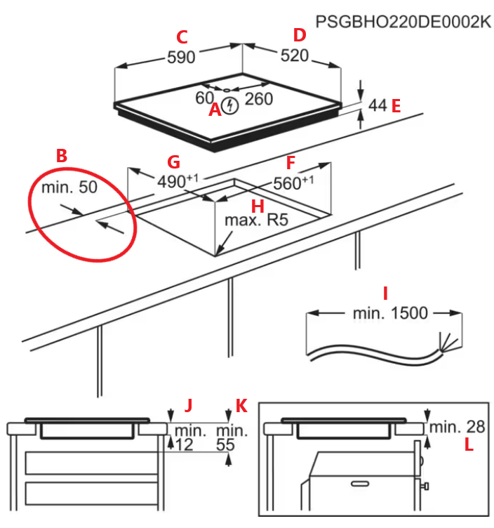 Schemat instalacji płyty indukcyjnej