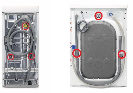 blokady transportowe w pralce- położenie