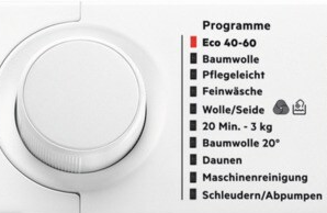 Programme Waschmaschine, Eco 40-60