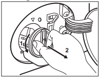 Frontlader: Verschluss nach links drehen und nach vorne ziehen