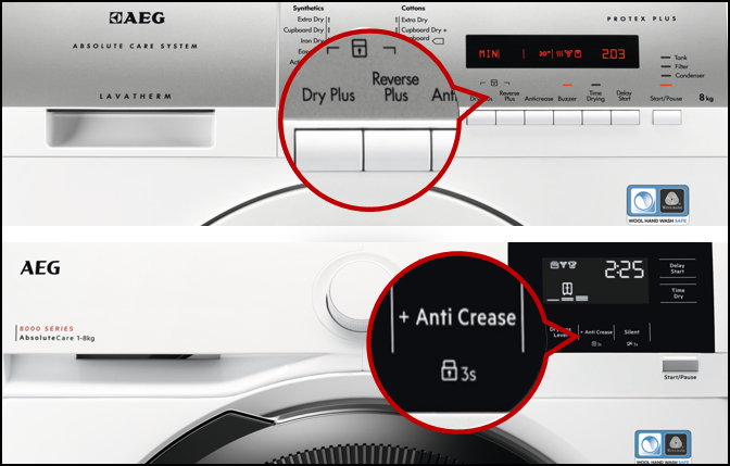 AEG dryer childlock button