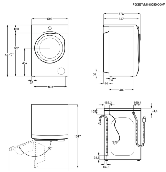 Maßzeichnung Frontlader 58 cm