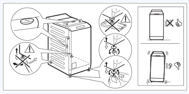 Toplader Füße ausrichten