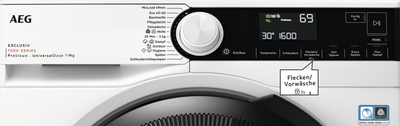 Kindersicherung mit Flecken/Vorwäsche