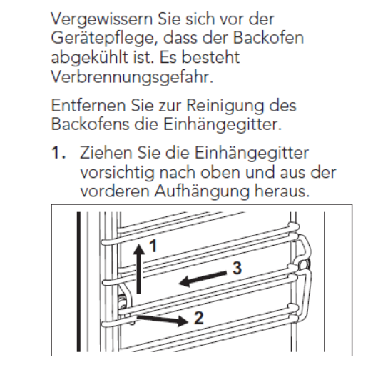 Entnahme des Einhängegitters