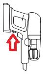 Staubsauger Position der Entriegelungstaste am Handteil