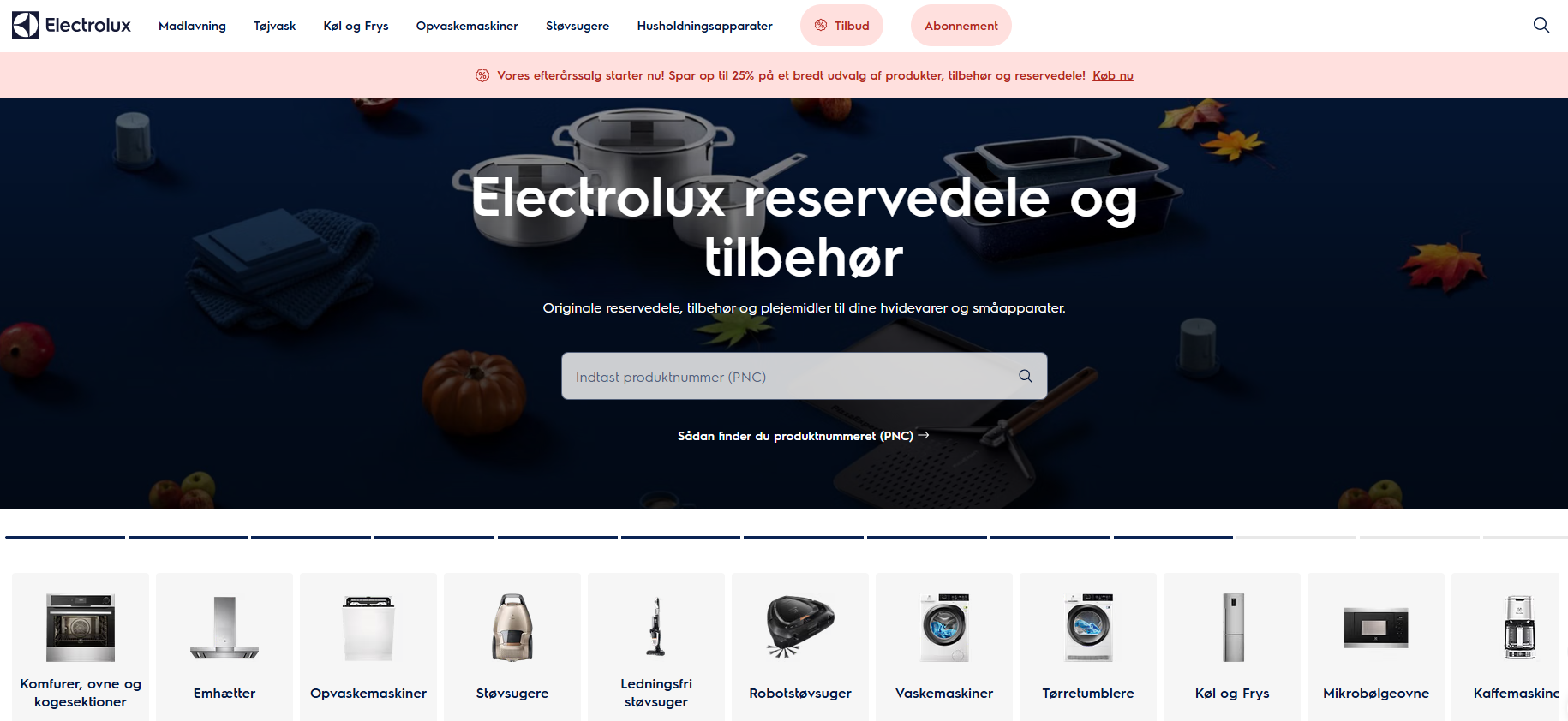 Electrolux webshop hvor du kan finde originale reservedele, tilbehør og vedligeholdelsesprodukter til din model