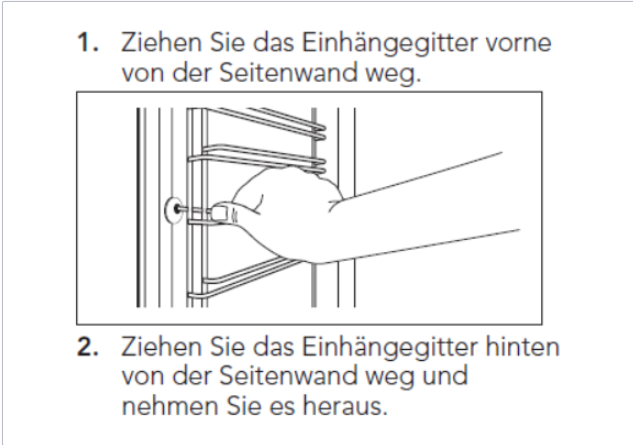 Entfernen des Einhängegitters