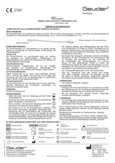 Single-Use Tube with Luer Connection