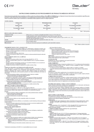 Instrucciones procesamiento productos médicos críticos