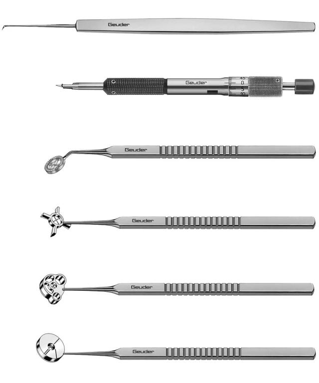 *S.N. Fjodorov* further develops *radial keratotomy*. Geuder accompanies refractive surgery history with corneal markers and diamond blades through to modern LASIK instruments.