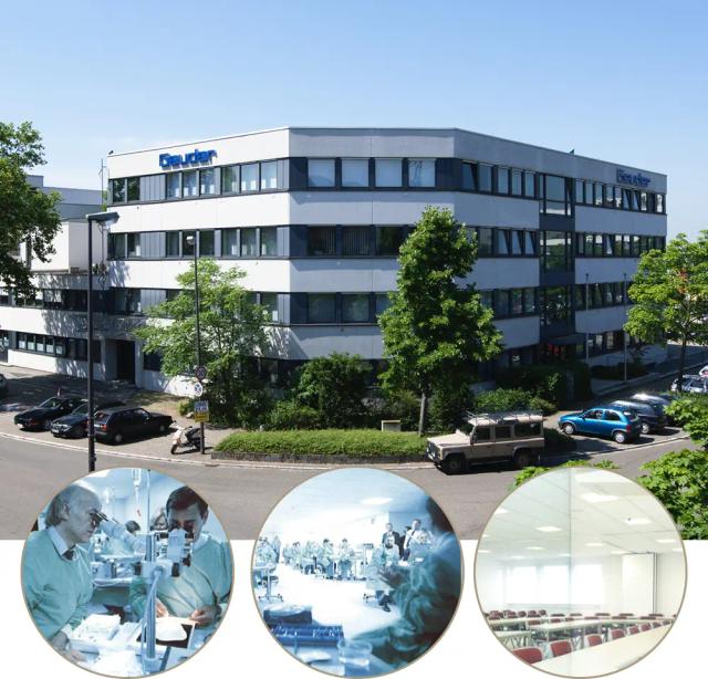 The Heidelberg building receives an *auditorium*. Geuder conducts *continuing education courses* and *wet labs* for surgeons.