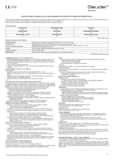 Instrucciones procesamiento productos médicos semicríticos
