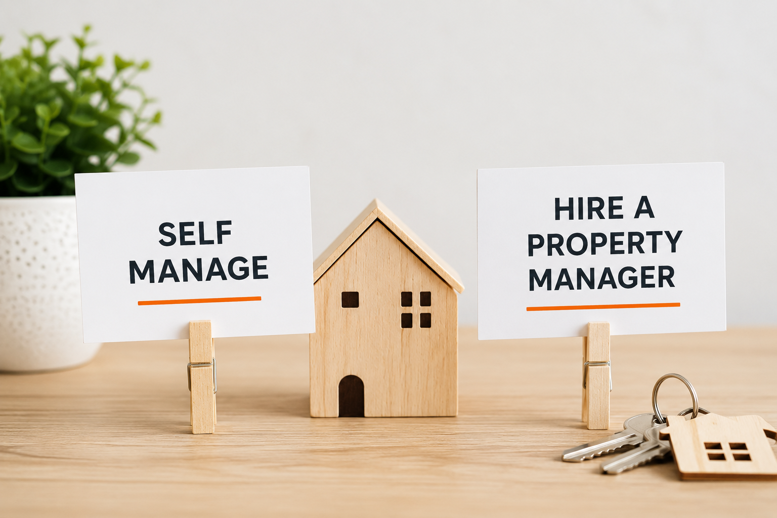 Image of two signs "self manage" and "hire a property manager"