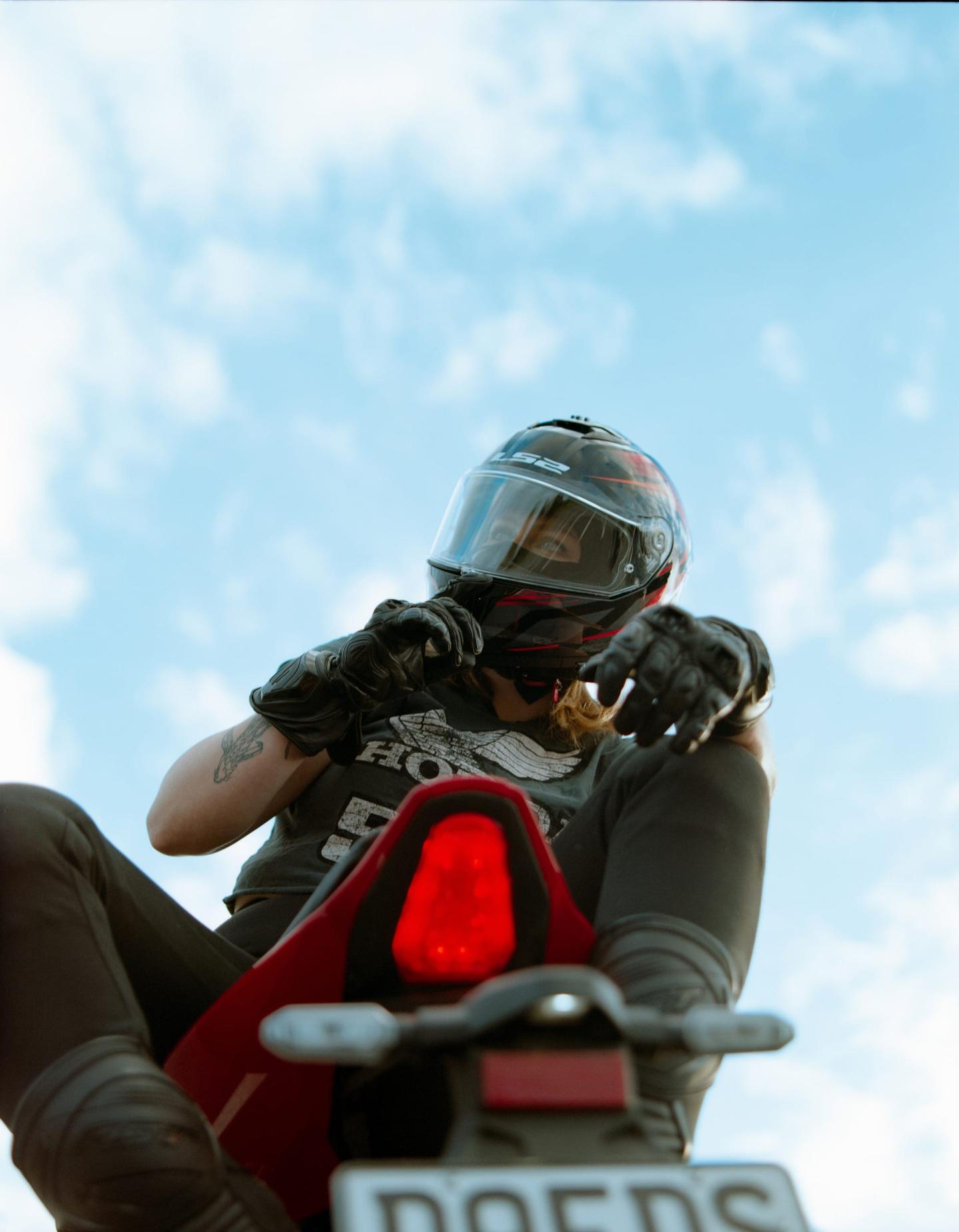 Helmet on