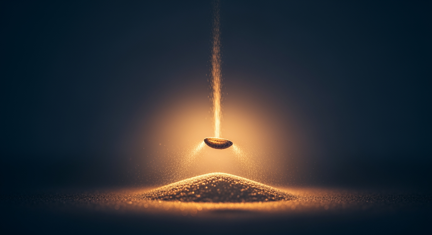 A single grain falling in a beam of light — measurable decay over time