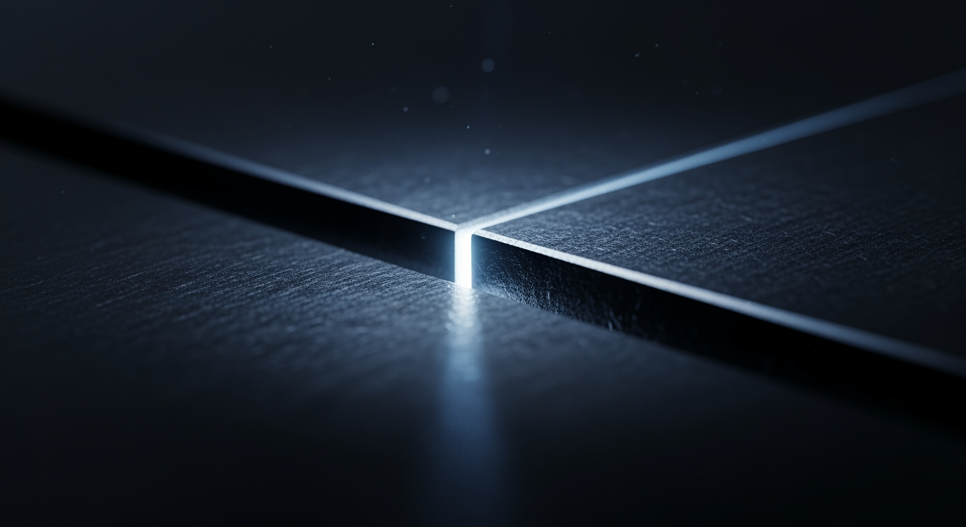 Two precision surfaces meeting at a fine seam — clip-size discipline as engineering