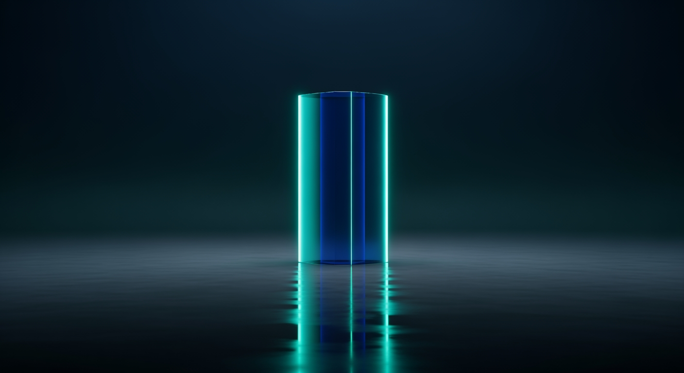 Single translucent column with rim lighting — counterparty diligence