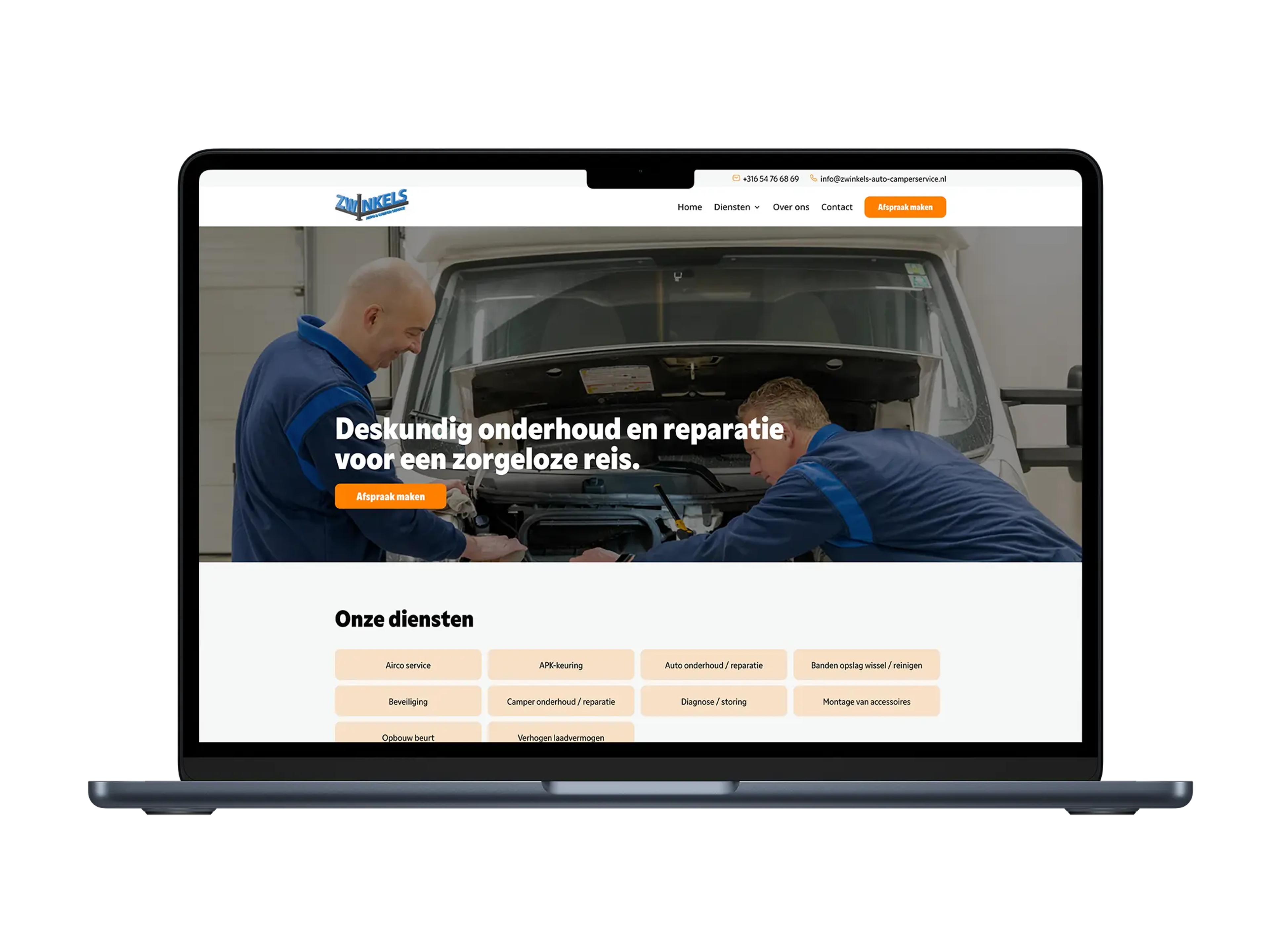 Zwinkels auto camper service – mockup