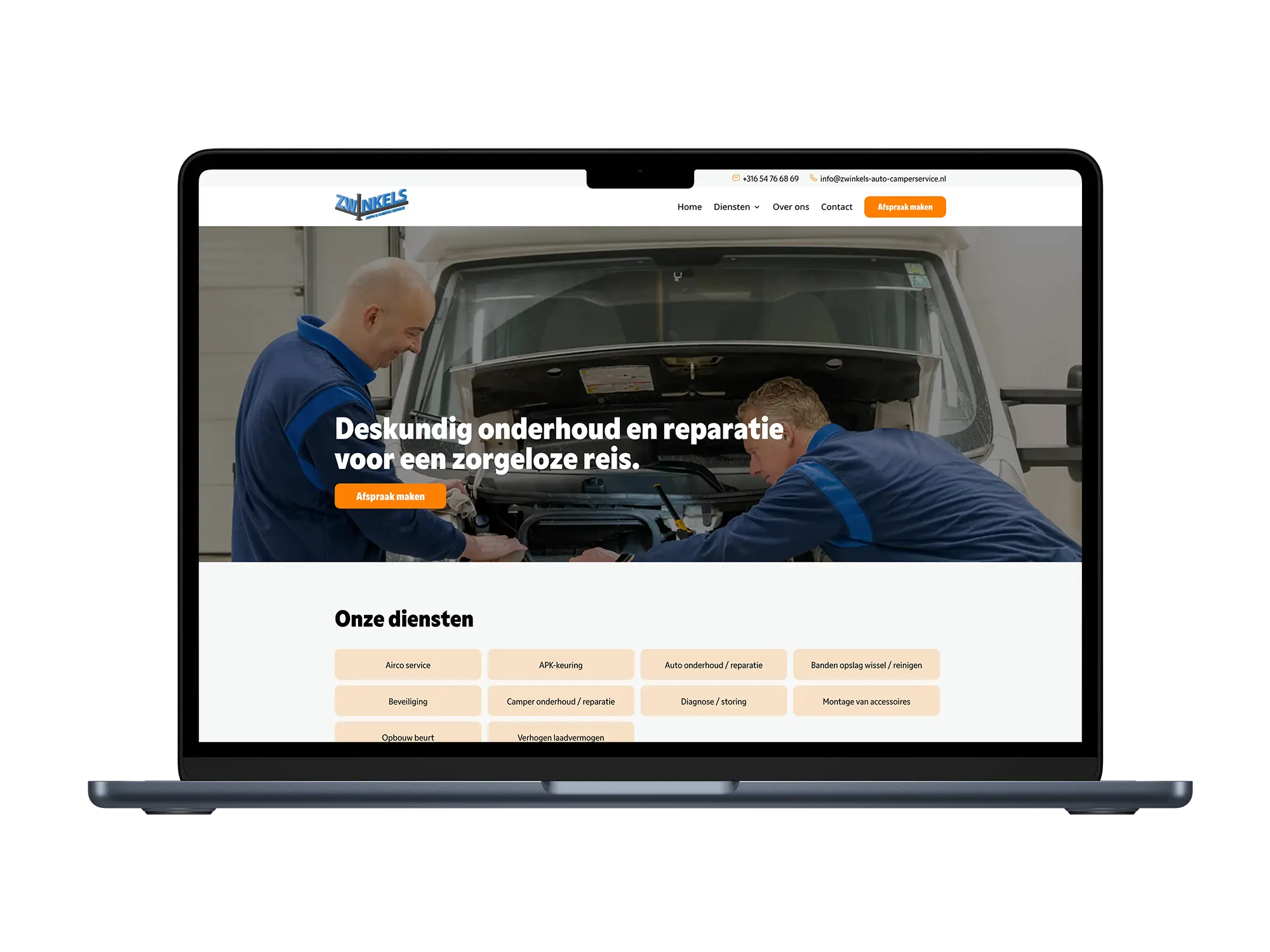 Zwinkels auto camper service – mockup