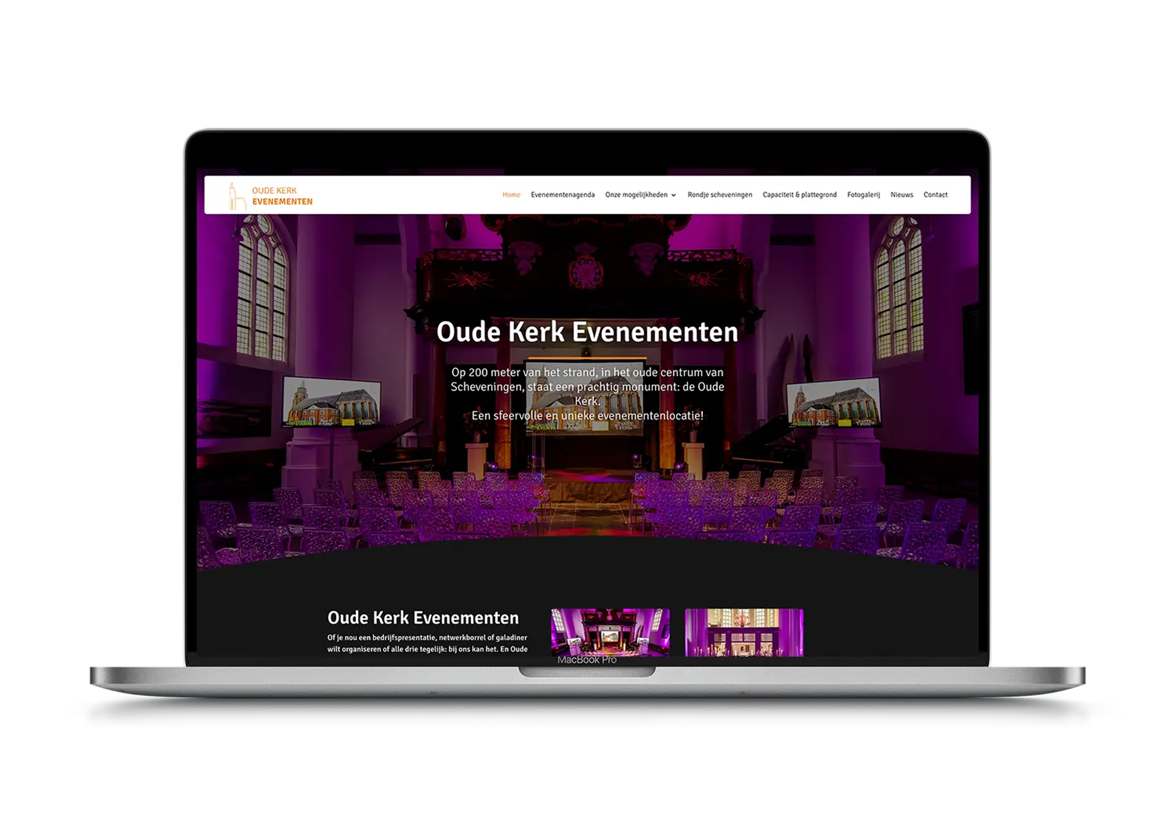 Oude kerk evenementen – mockup