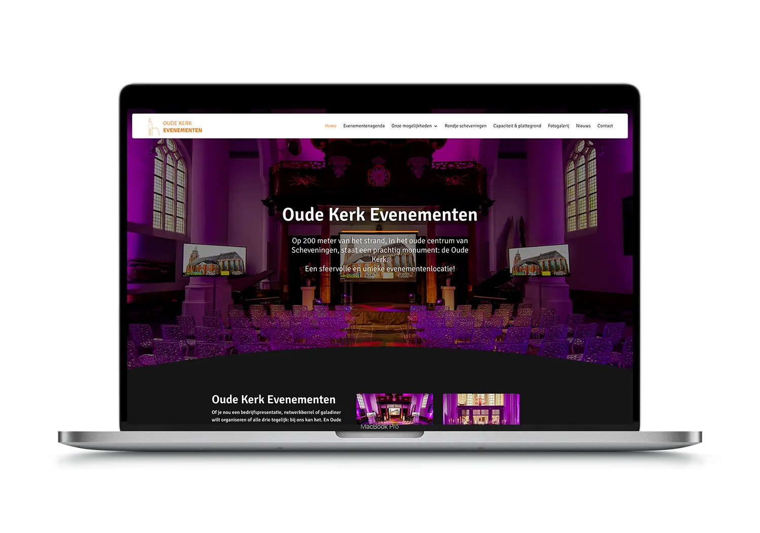 Oude kerk evenementen – mockup