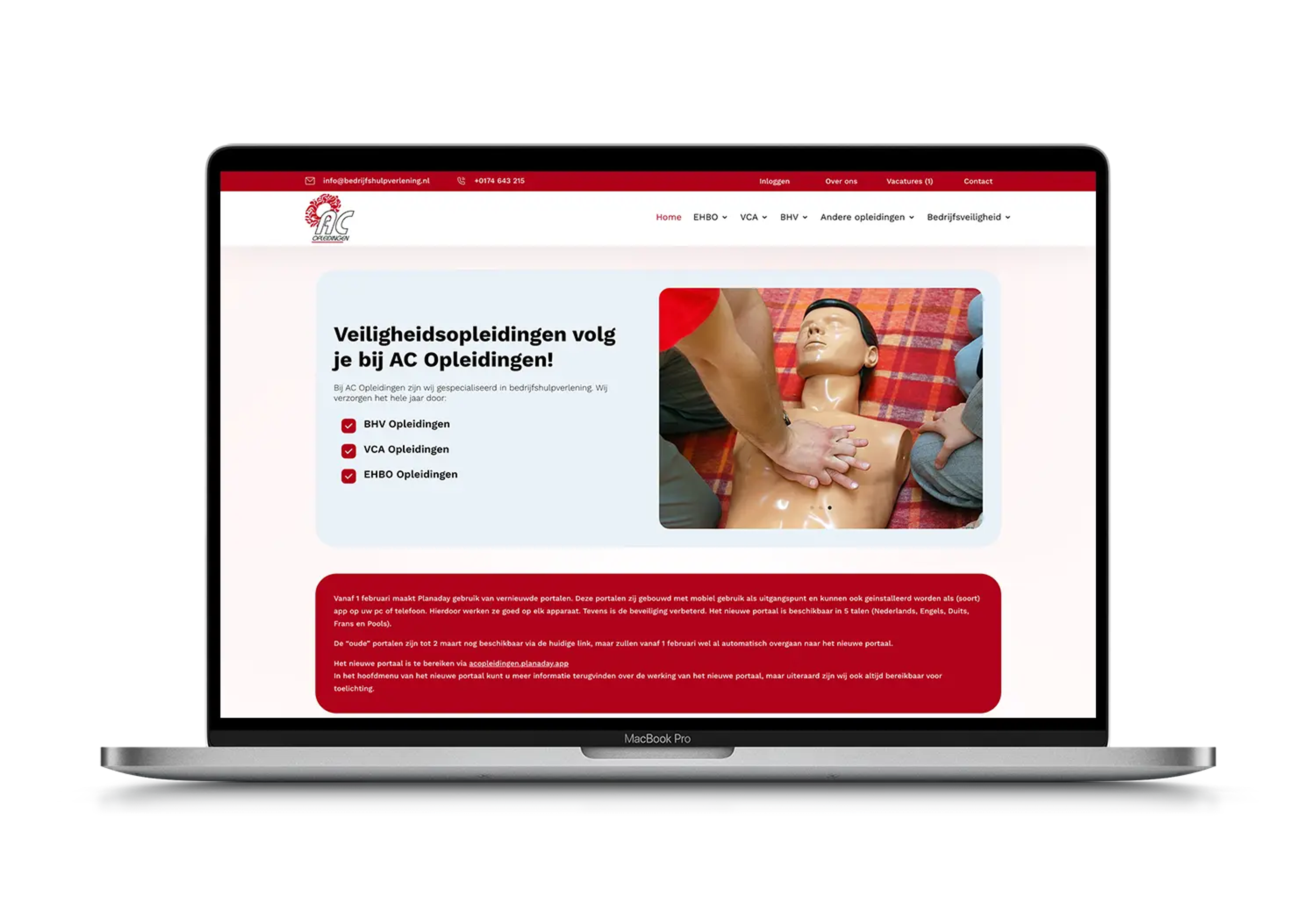 AC Opleidingen – mockup