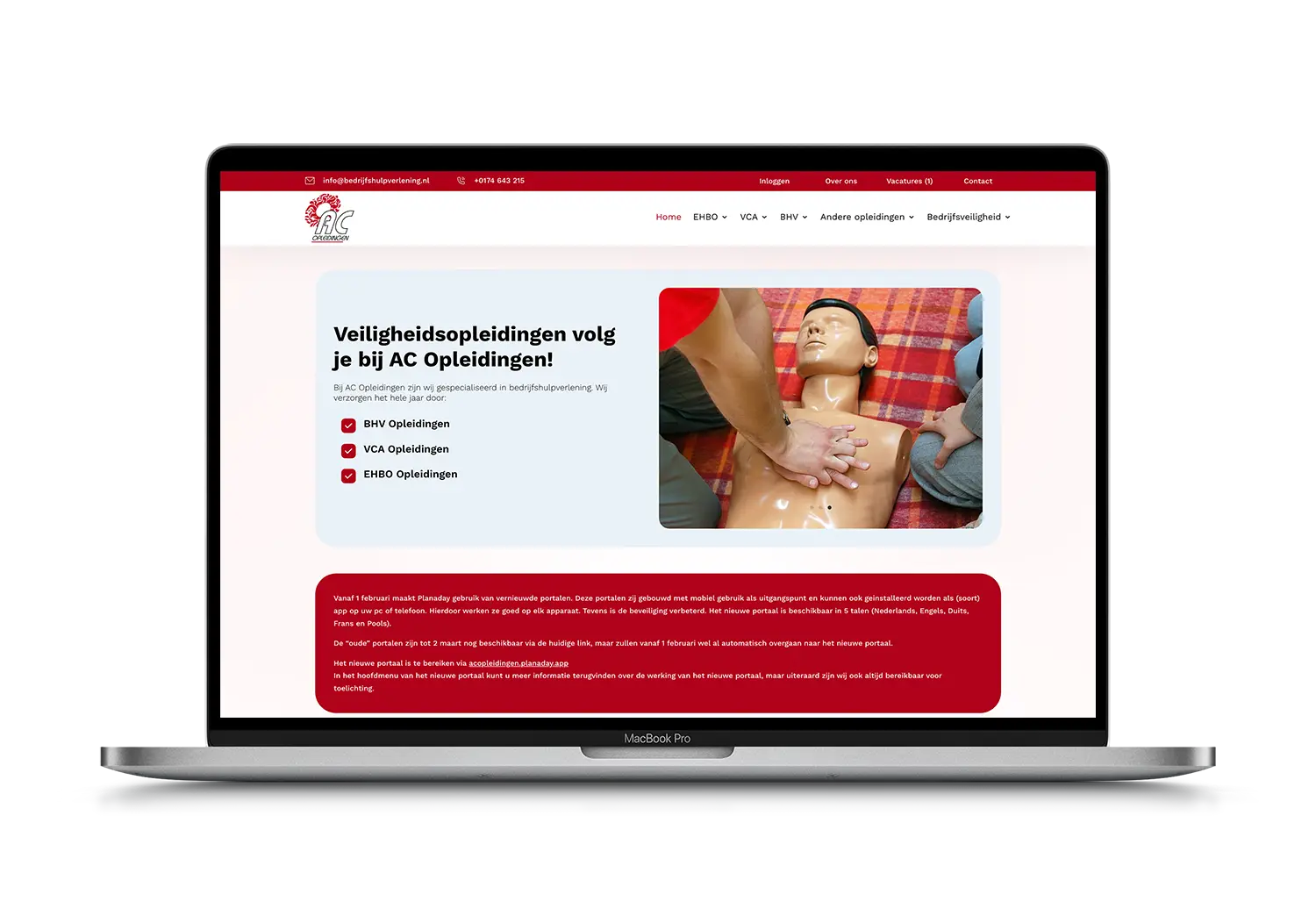 AC Opleidingen – mockup