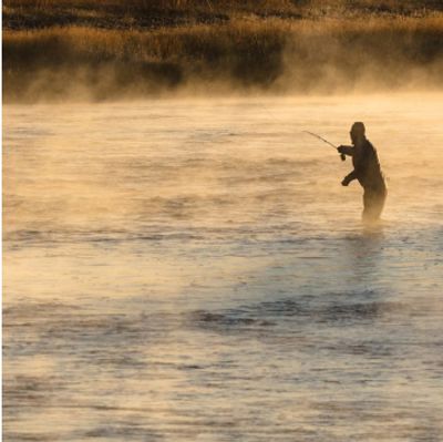 Person in water fly fishing