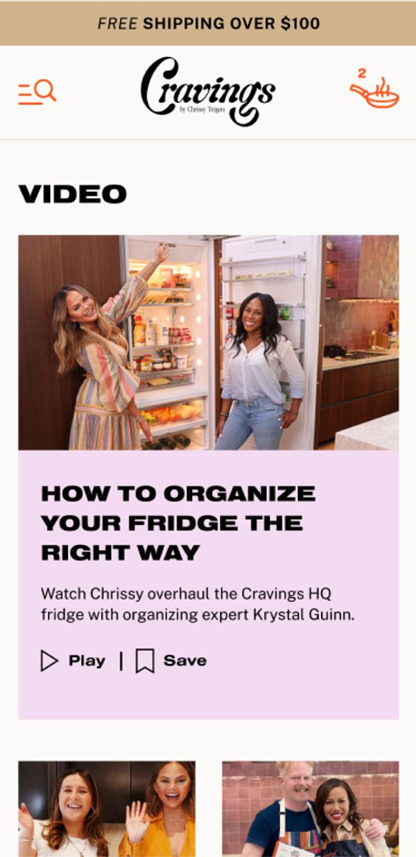 Mobile screenshot of Cravings video page