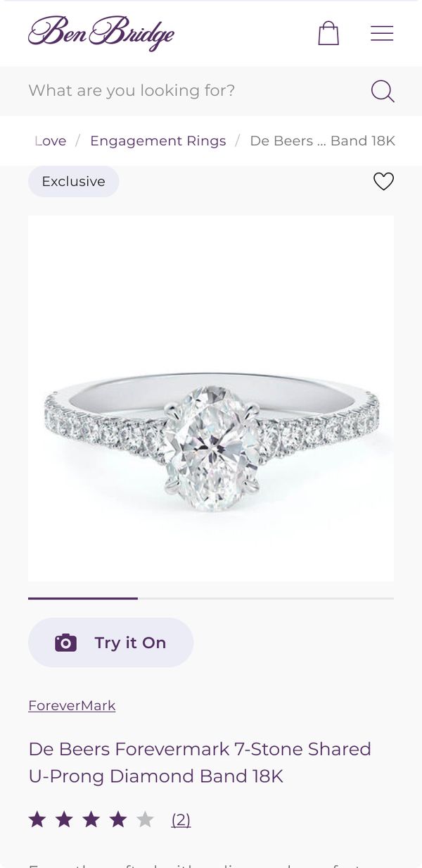 Mobile screenshot of a wedding ring PDP