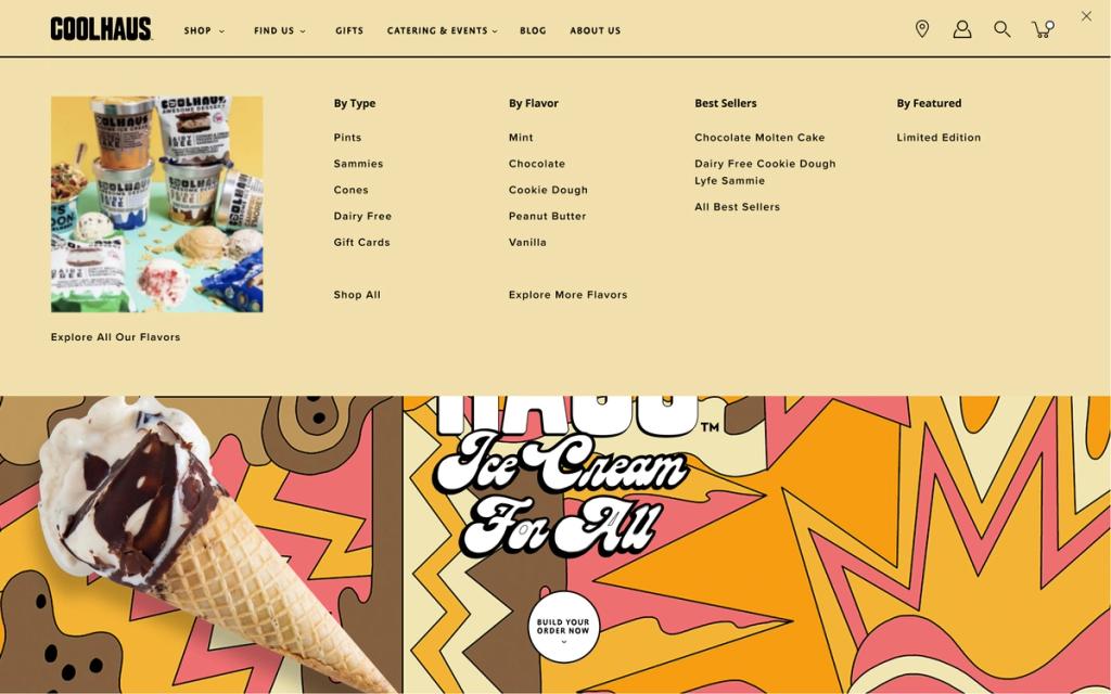 Homepage screenshot of the Coolhaus menu