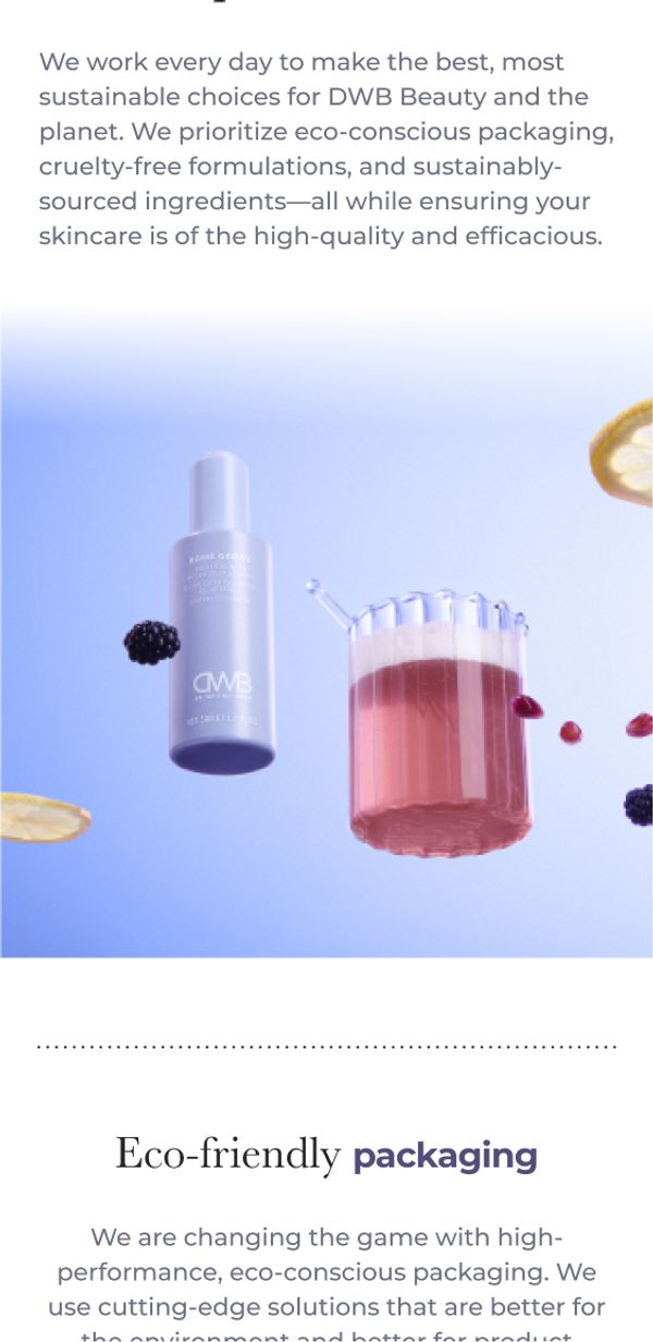 Image of DWB skincare with copy above and below