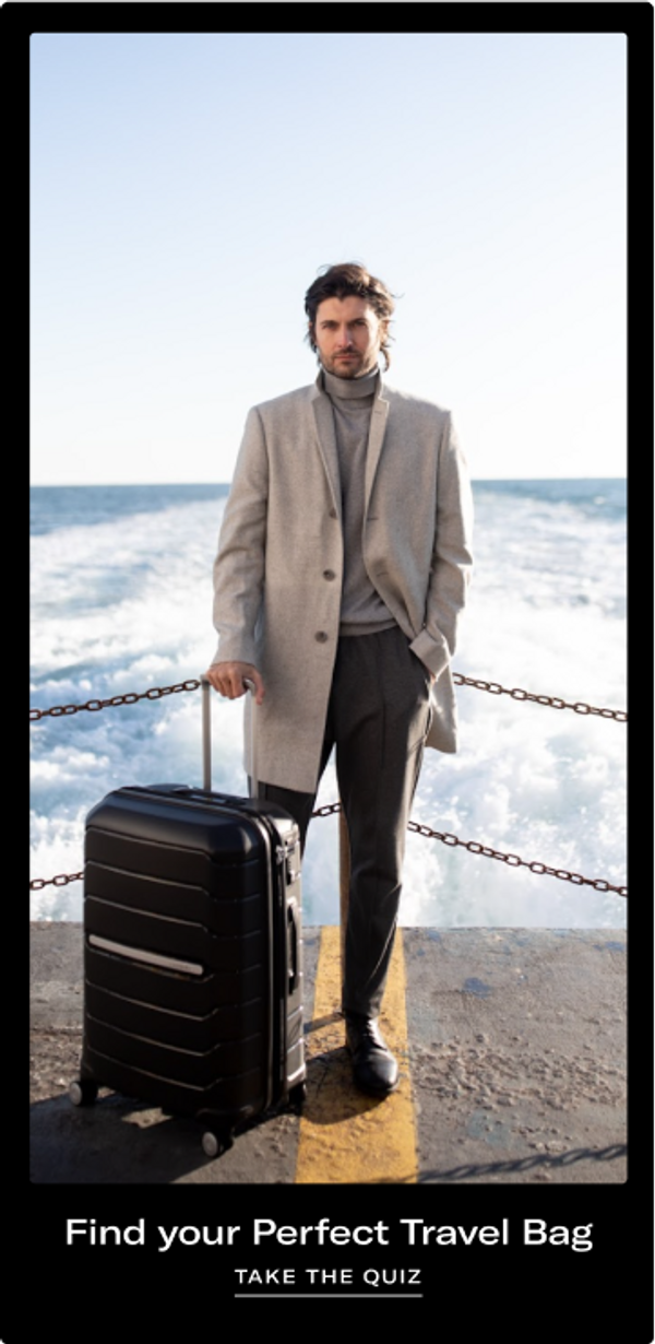 Man with Samsonite Suitcase - Find your perfect travel bag quiz