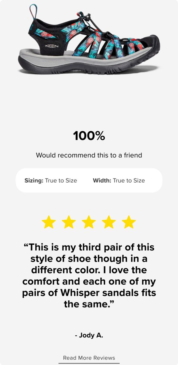 Mobile screenshot of KEEN shoe review