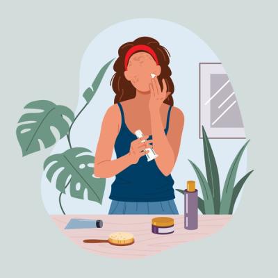 Woman Applying Hydroquinone Cream to Her Face