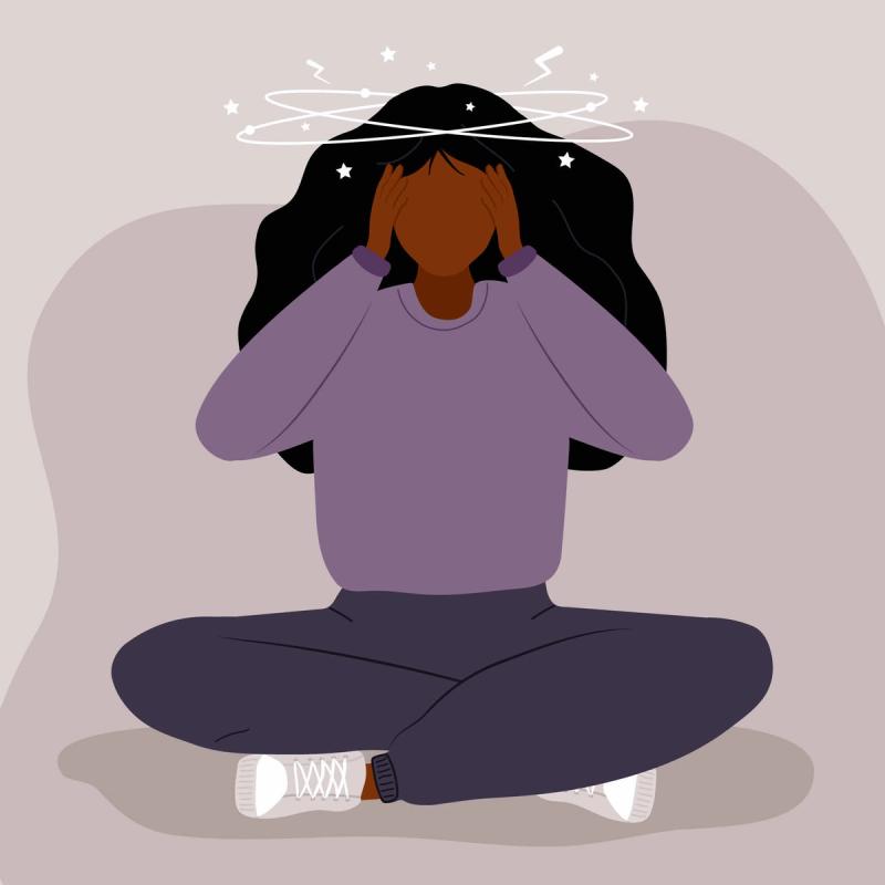 Illustration of Woman Experiencing a Migraine