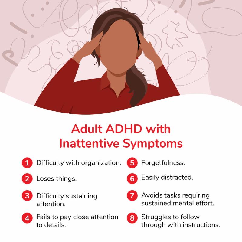 Illustration of Woman with Adult ADHD Inattentive Symptoms