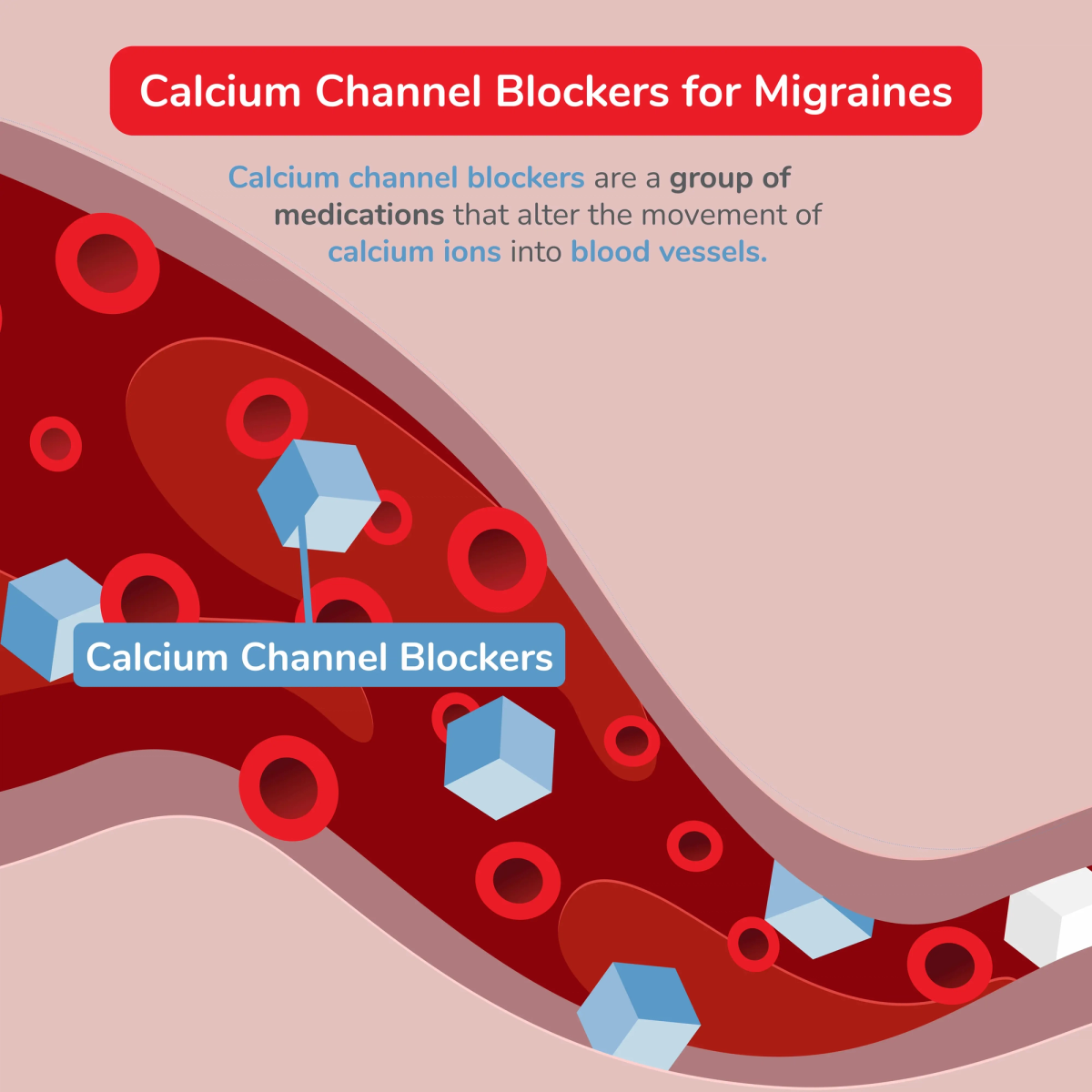 Illustration of Calcium Channel Blockers Altering the Movement of Calcium Ions into Blood Vessels