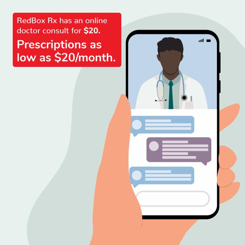Illustration of $20 Doctor Consultation on Phone. Skin Prescriptions as low as $20/month.