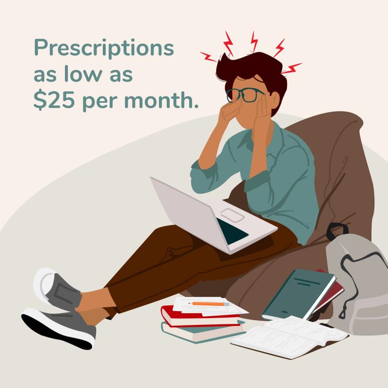 Graphic showing "Prescriptions as low as $25 per month."