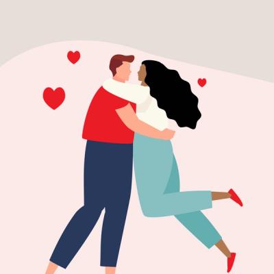 Illustration of Man and Woman Hugging