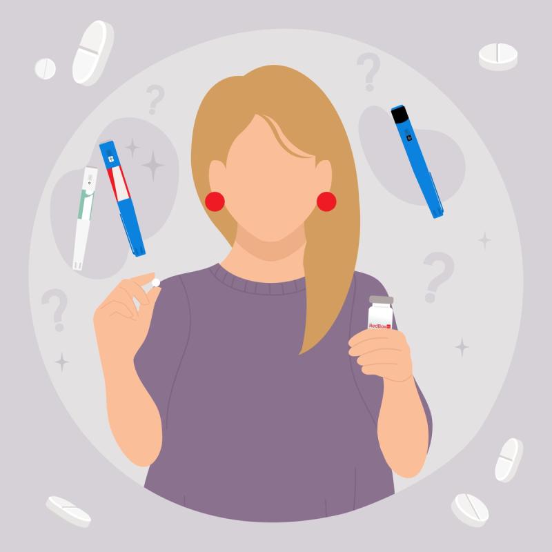 Illustration of a Person Deciding between Weight Loss Medications