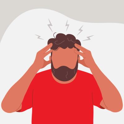 Illustration of a Man Experiencing a Migraine