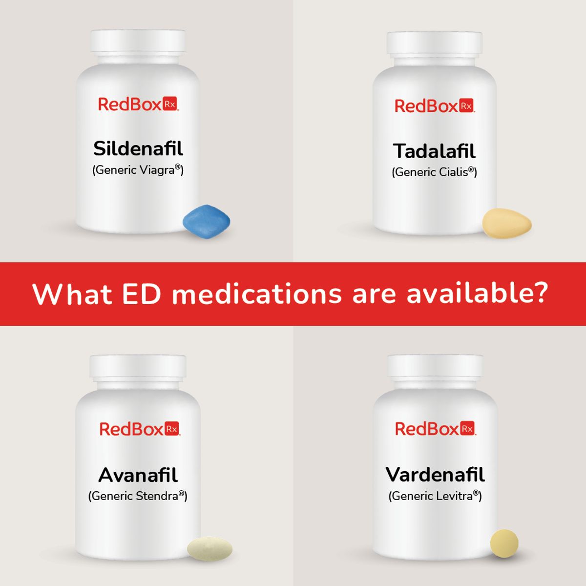 ED Pill Bottle Comparison: Sildenafil vs. Tadalafil vs. Avanafil vs. Vardenafil