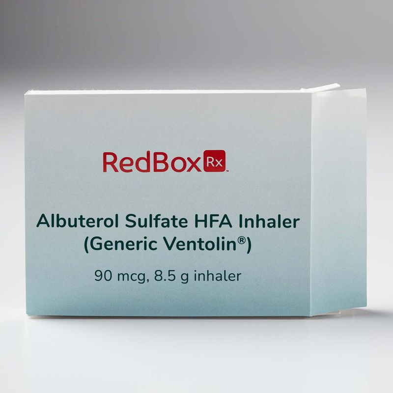 Redbox Rx Albuterol Sulfate HFA Inhaler for Allergies and Sinus Infections Med Box