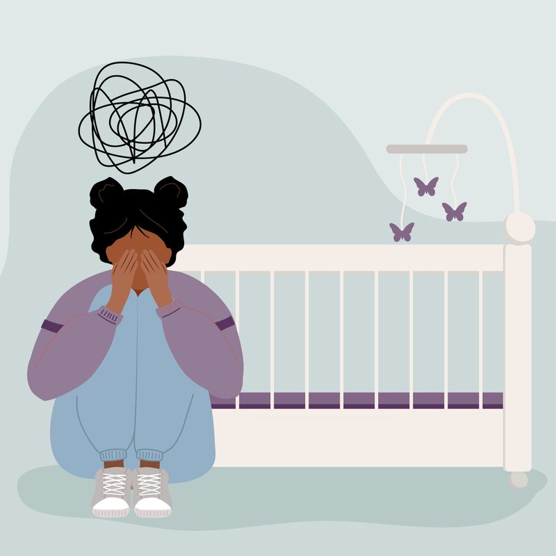 Illustration of Mother Experiencing Postpartum Depression 