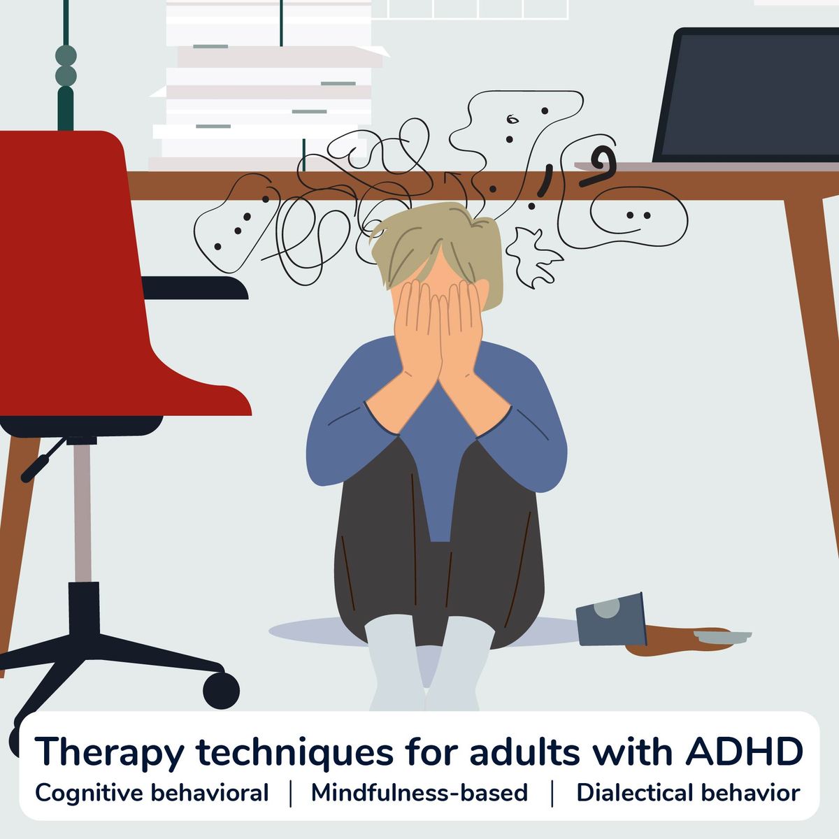 Illustration of Person Experiencing Adult ADHD