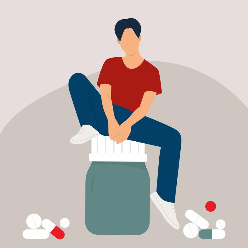 Illustration of Man Considering the Differences Between Xanax and Other Anxiety Meds